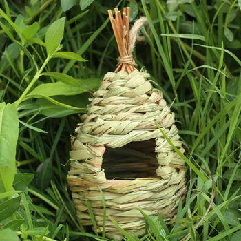 

Natural Pack Hummingbird House Accessory Hand-woven Color Hand Woven Grass Houses Unique Natural Hibiscus Grass