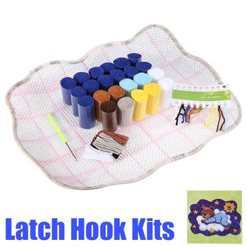 

1 Set Sleeping Bear Latch Hook Kits with Basic Tools for DIY Rug Cushion Making Friends Embroidery Carpet 500*360mm