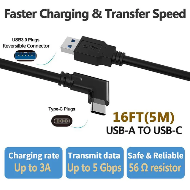 Charging Cable Connect Quest To Pc Without Usb C Link Cable 16FT
