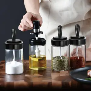 Glass Seasoning Bottle Spice Organizer Jar Condiment Container Salt Sugar Pepper Oliver Oil Storage for Kitchen BBQ Tools