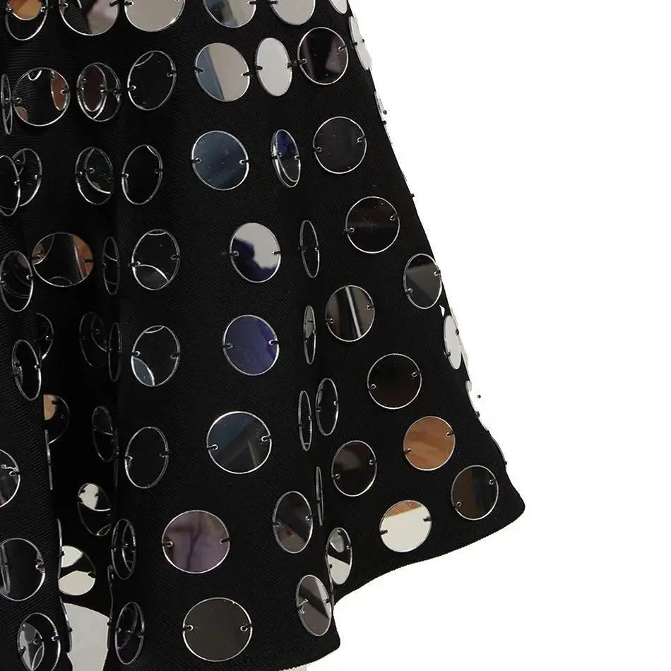 Ailigou2019 New Ladies Mermaid Bandage Dress Celebrity Party Sexy Bodycon Black Round Neck Sleeveless Sequin Dress Vestidos