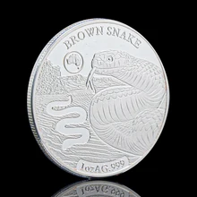 

Silver Plated Animals Brown Snake 1oz Solomon Islands Souvenirs Commemorative Coins Medal Queen Collectible Coin Gift Challenge