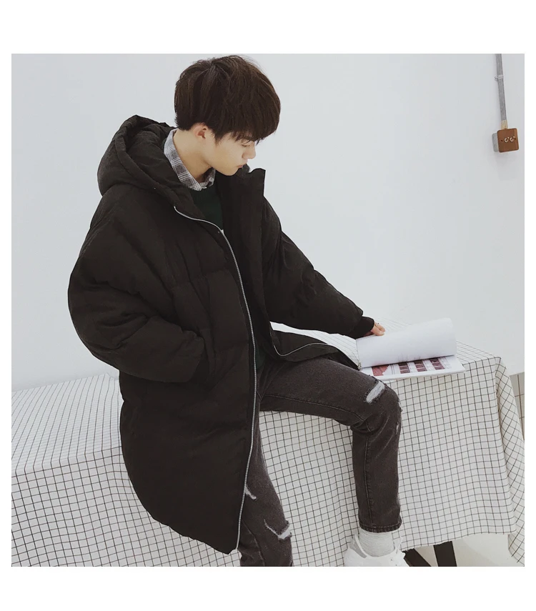 Зимняя Новая Стильная хлопковая стеганая одежда, Мужское пальто средней длины в Корейском стиле для подростков, толстая стеганая куртка с вышивкой