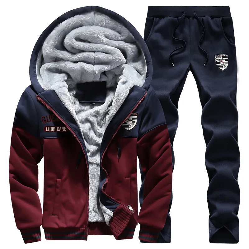 

Sports Set Men's Autumn And Winter Hoodie Sweatpants Hooded Brushed And Thick Coat Trousers Running Casual Sports Two-Piece Set