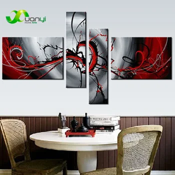 

4 Panels Handpainted Abstract Canvas Oil Painting On Canvas Art Handmade Abstract Large Wall Picture For Living Room Unframed