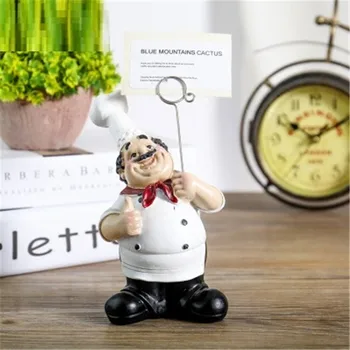 

Business Card Folder Chef Resin Sculpture Menu Folder Office Desktop Photo Folder Restaurant Counter Practical Decor X5439