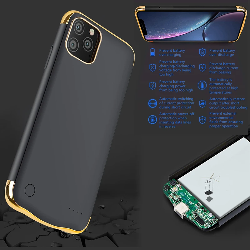 Для iPhone 11 Pro/iPhone 11 Pro Max Батарея Зарядное устройство чехол Портативный 6000/5500 мА/ч, внешняя Мощность Bank зарядное устройство чехол для iPhone 11
