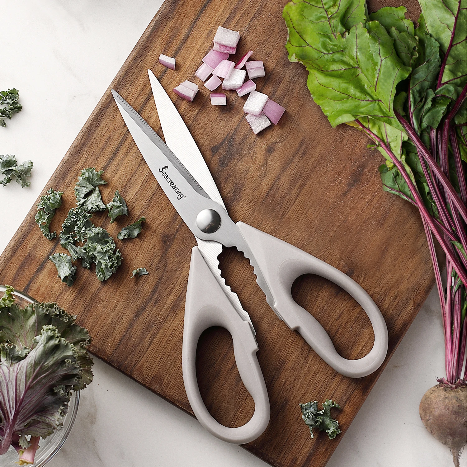 

Seacreating 304 Stainless Steel Kitchen 2Pack Shears Dishwasher Safe Food Scissors Heavy Duty
