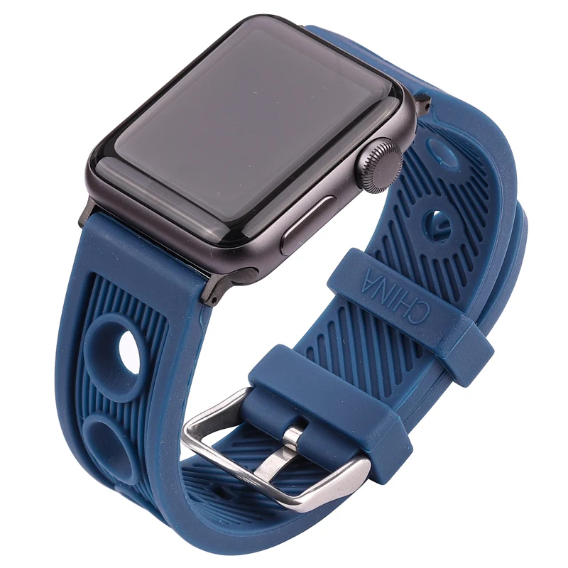 

Rubber Strap For Apple Watch Band 42mm 38mm Blue Black Silicone Watchband For Iwatch 44mm 40mm Series 5 4 3 2 1 Watch Accessorie