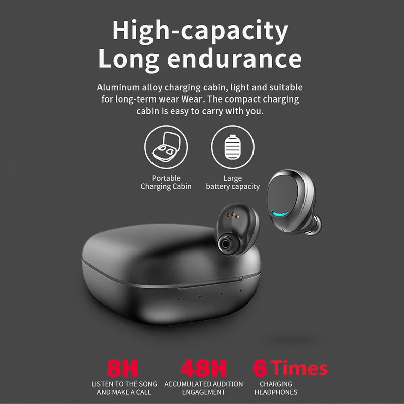 

2019 U9 TWS Bluetooth 5.0 Earphone Sport Handsfree Headset Wireless Earphones With Charging Box Earbuds For Huawei