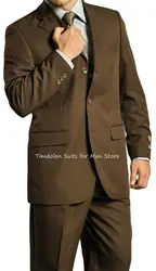 2Pcs Slim Fit Dark Brown Coat Custom Made Casual Blazer Trousers Men's Suits Sets Groomsmen Wedding Party Wear Male Jacket+Pants