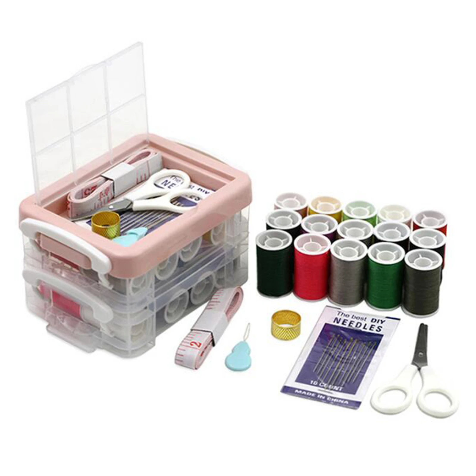 Multipurpose Clear Plastic Bobbins Storage Tool Box Embroidery Sewing Thread Spools Container Case Art Craft Organizer