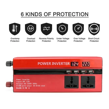 

New 2000W to Power Converter Convertidor Inverter DC 12V AC 220V Car Inverter Automatic Transformer With 4 USB Car Adapter