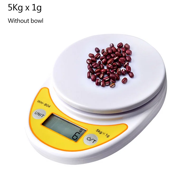 Принимает массу весом до 5 кг/1 кг 0,1/1g ЖК-дисплей Дисплей Кухня весы цифровые весы высокой точности Электронные весы Вес весы для выпечки Чай - Цвет: 5kg-1g without bowl