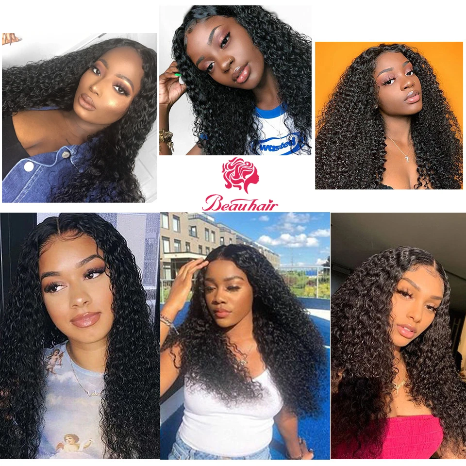 13X4 Lace Front Deep Curly Human Hair Wigs Brazilian Human Hair Lace Frontal Wig Jerry Curly Remy Lace Wig Glueness Bleach Knot