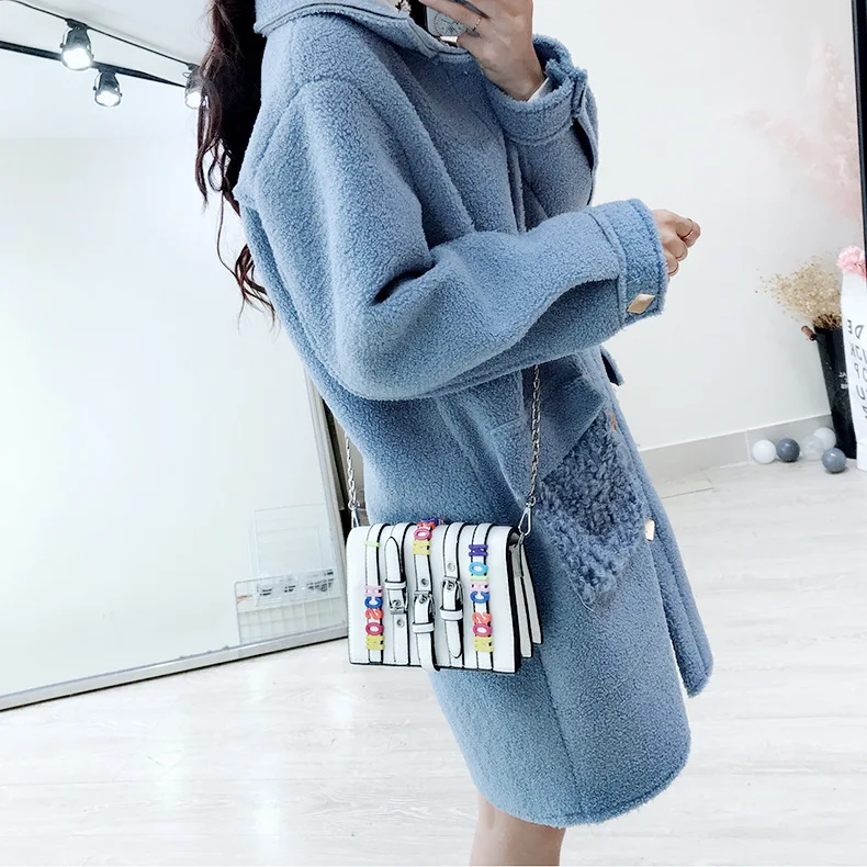 Зимний продукт пальто женское корейская версия ретро куртка женская зимняя шерсть ягненка длинное сечение зимняя куртка для женщин отворот длинный рукав куртка женская