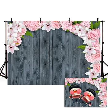 

Scopiso Backdrops Pink Floral White Wood Floor Newborn Baby Portrait Toy Cake Wedding Photography Backgrounds for Photo Studio