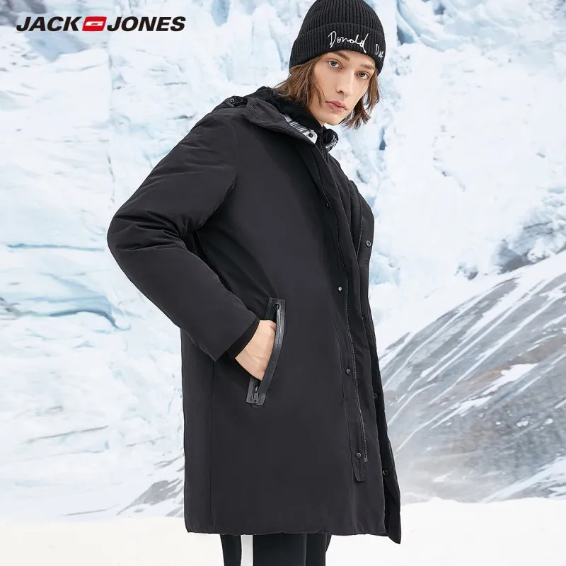 JackJones мужской длинный пуховик с капюшоном парка пальто мужская одежда