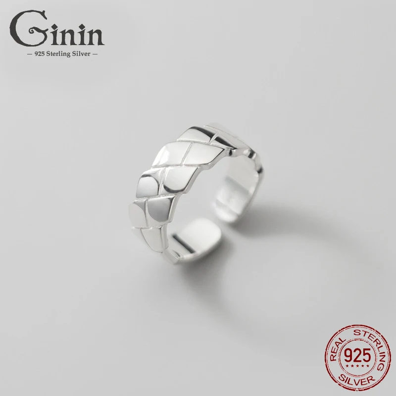 

Ginin Irregular Wave Line Geometric 925 Sterling Silver Ring for Women Men French Simplicity Width Temperament Finger Jewelry