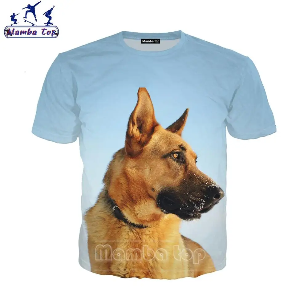ジャーマン · シェパード犬tシャツ3D猛獣女性tシャツ警察犬oネックメンズtシャツ半袖おかしいユニセックスtシャツE019-