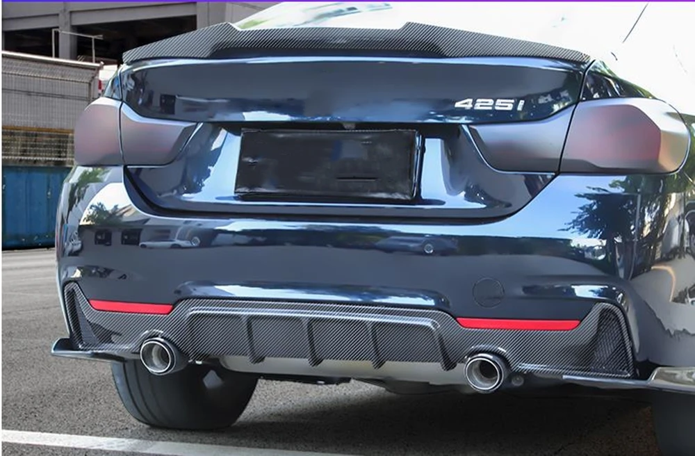 Für BMW F32 F33 F36 4 Serie 435i M Tech Sport 2014-2020 Stoßstange Hinten  Diffusor Lip ABS Carbon faser Look Auto-Splitter Spoiler Kit