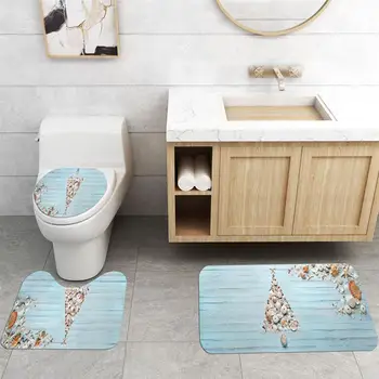 

3Pcs Conch PatternEnvironmentally Friendly PVC Toilet Suction Cup Floor Mat Bathroom Bathtub Non-slip Pad