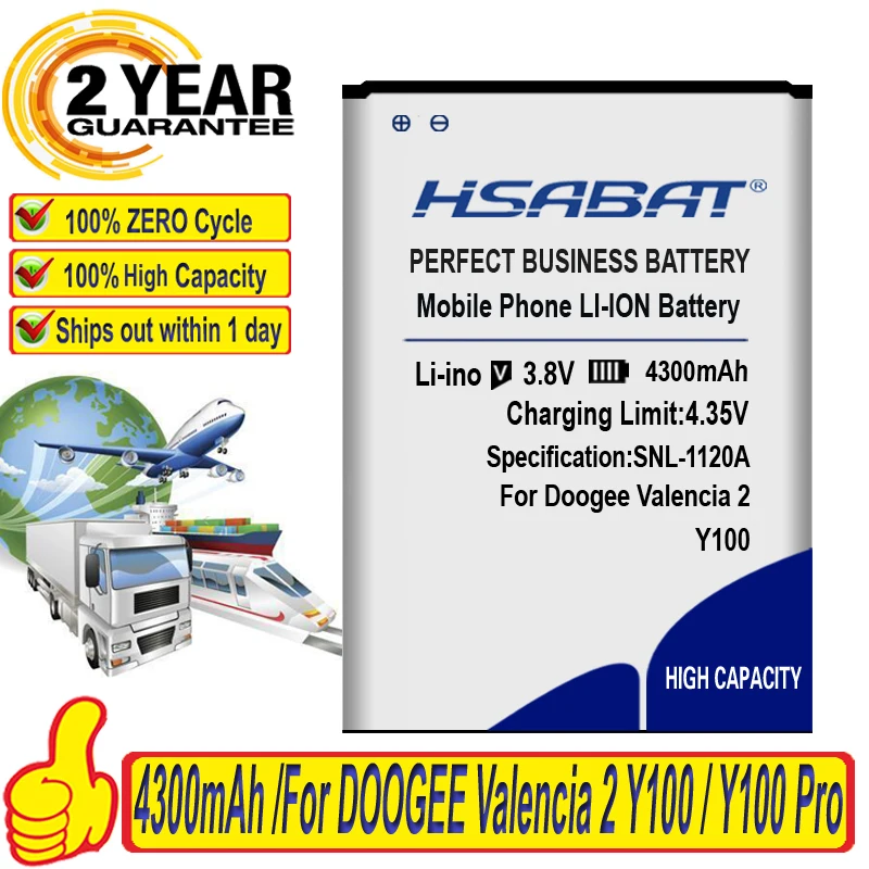 Аккумулятор HSABAT 4300 мАч Valencia 2 Y100 / Pro Для DOOGEE Pro|y100 pro battery|battery y100 probattery for doogee |