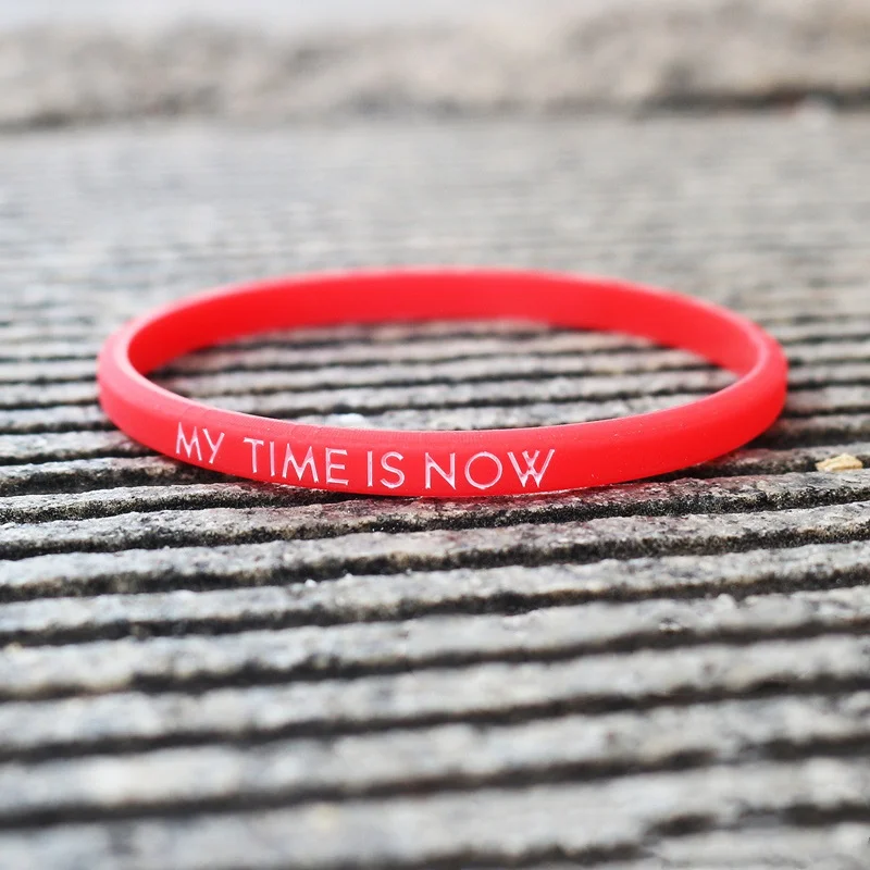 Модный силиконовый браслет My Time Is Now, силиконовый браслет для мужчин и женщин, браслет ubber, браслет для спорта на открытом воздухе, ремешок, подарки - Окраска металла: Red
