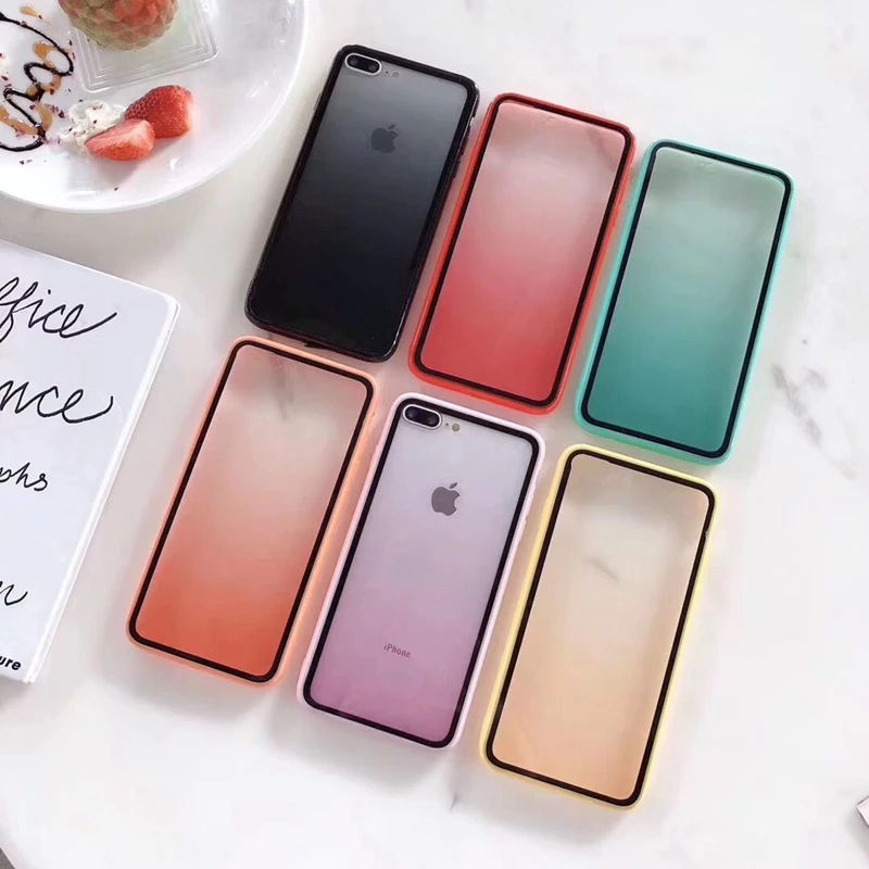 

For iphone XR Case TPU+PC Clear Candy Color Gradient Phone Case For iphone X 10 XS MAX 6S 6 S 7 8 Plus 7S 8S xr Back Cover Case