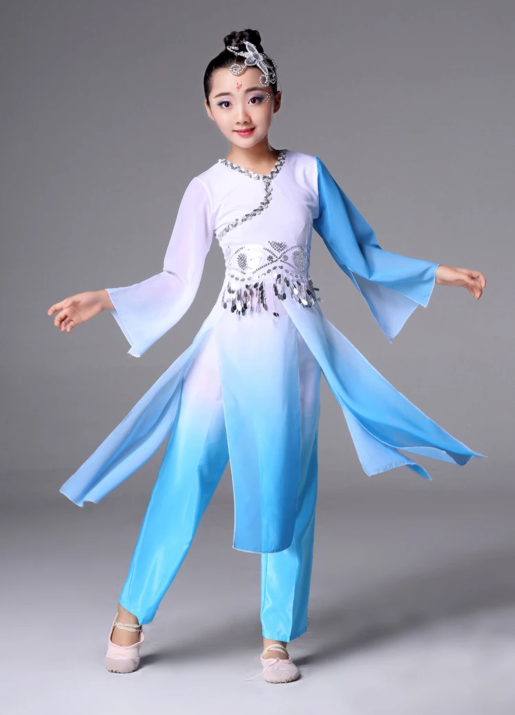 Chinese Folk Dance New Children's Classical Dance Costumes Modern Dance Dress for Girls Chinese Princess Costume