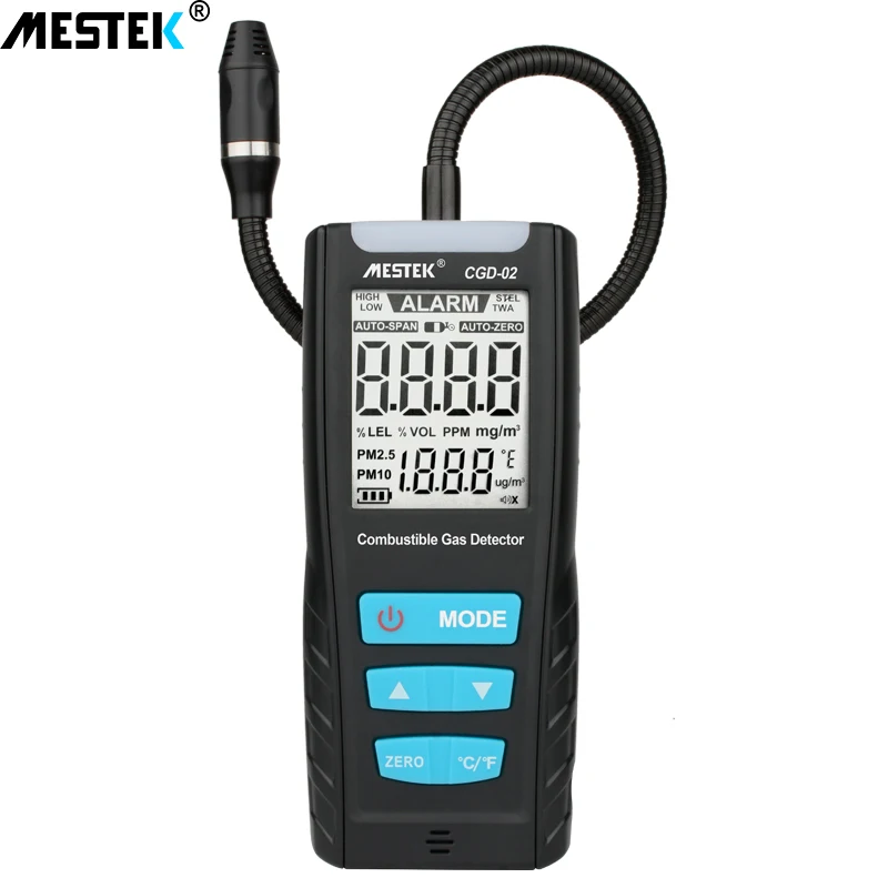 LCD Gas Analyzer Meter Automotive Combustible Gas Sensor Detector Air Quality Monitor Gas Leak Detector with Sound Shock Alarm
