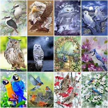 

DIY 5D Diamond Painting Bird Flower Diamond Embroidery Animal Mosaic Cross Stitch Full Round Drill Rhinestones Home Decor Gift
