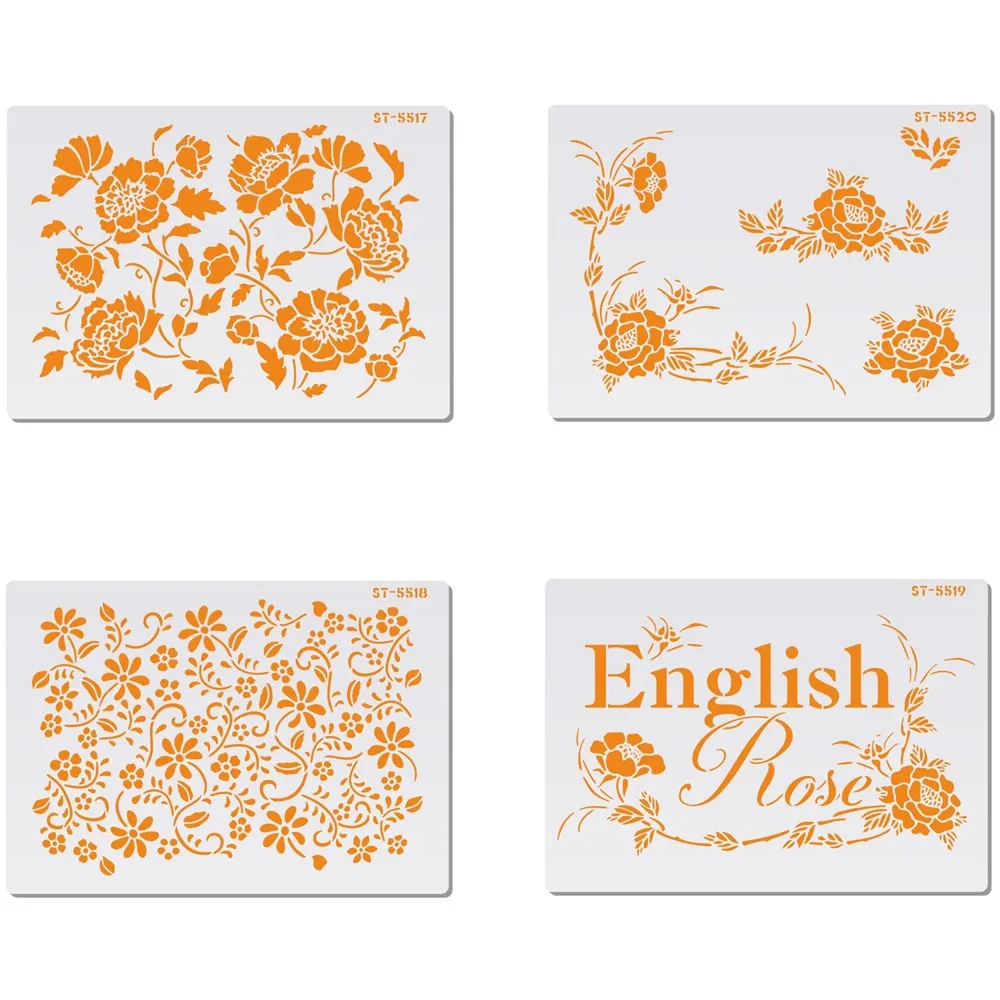 4ピース セットバレンタインデーの花ローズ 言葉英語デザインステンシル壁絵画ケーキステンシル Cake Molds Aliexpress