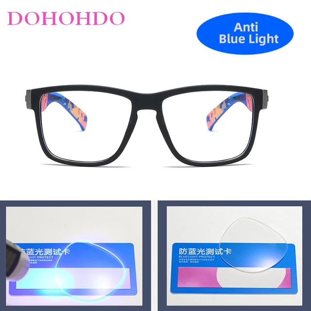 Montura de gafas con luz azul para hombre y mujer, lentes transparentes para juegos de ordenador, gafas cuadradas, montura óptica Anti-UV 3
