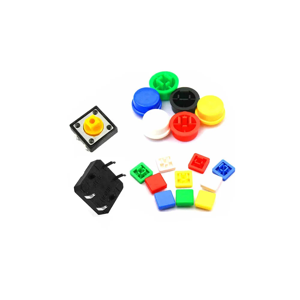 Lot De 35 Boutons Poussoirs Tactiles 6x6x9 Mm Avec Capuchons 7 Couleurs - Micro-interrupteurs Pour Arduino, Projets électroniques