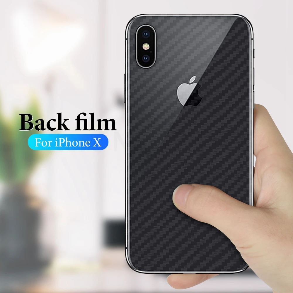 Carbon Fiber For iphone XS 7 8 XR X 6 6S XS Max 7 8 Plus 6 6S Plus Phone Back Screen Protector Sticker Transparent Film