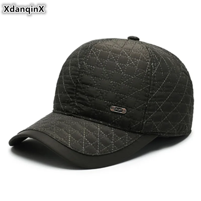 

XdanqinX 2019 Autumn Winter New Men's Earmuffs Hat Warm Baseball Caps Snapback Cap Adjustable Size Middle-aged Cold-proof Hats