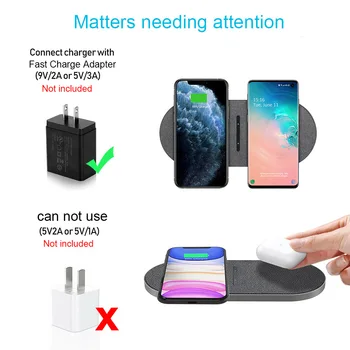 2 in 1 30W Dual Seat Qi Wireless Charger for Samsung S21 S20 Double Fast Charging Pad For IPhone 13 12 11 XS XR X 8 Airpods Pro 6