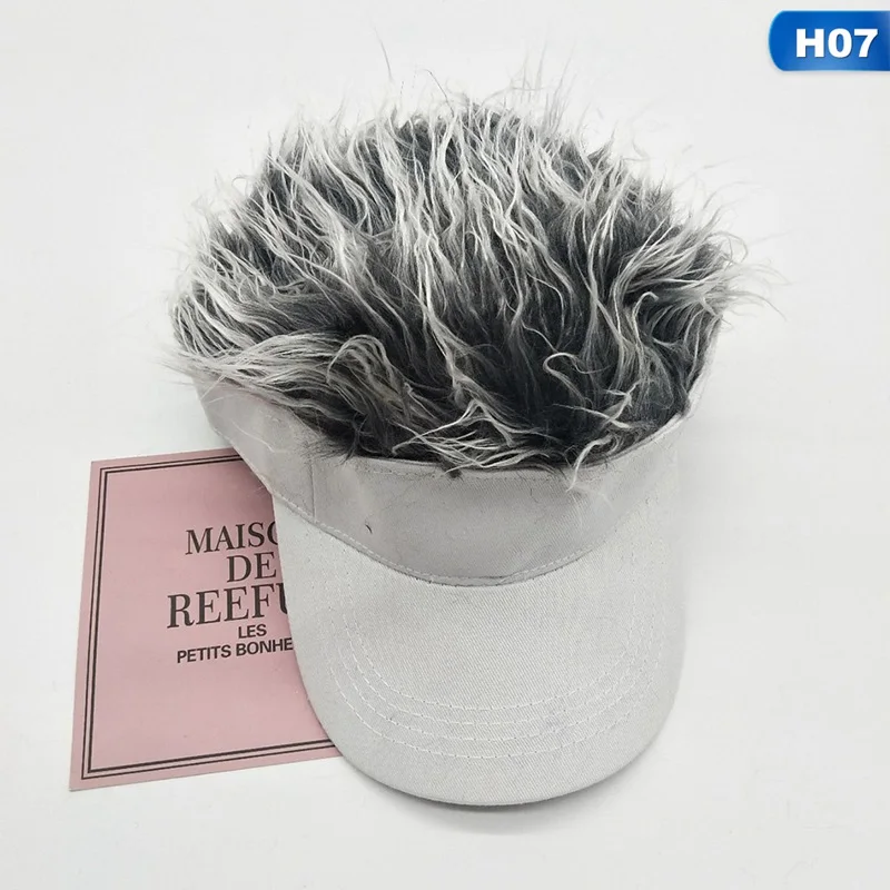 Men Women Casual Concise Sunshade Adjustable Sun Visor Baseball Cap With Spiked Hairs Wig Baseball Hat With Spiked Wigs - Цвет: 7