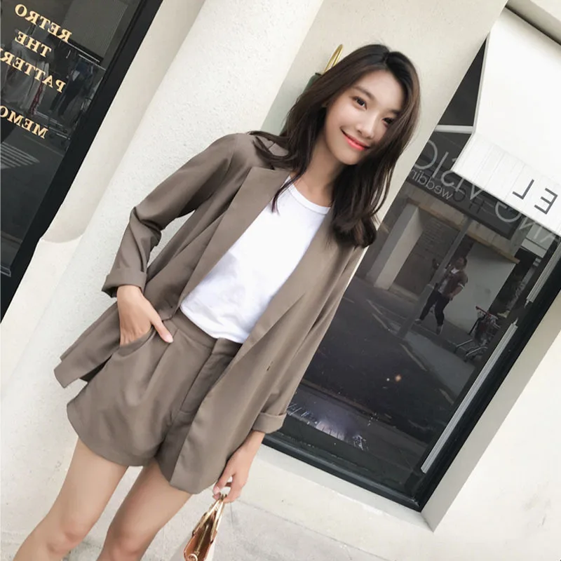 

Photo Shoot Thin Small Suit Shorts Women's Spring And Autumn 2019 New Style British Style Summer Casual Wear Two-Piece Set