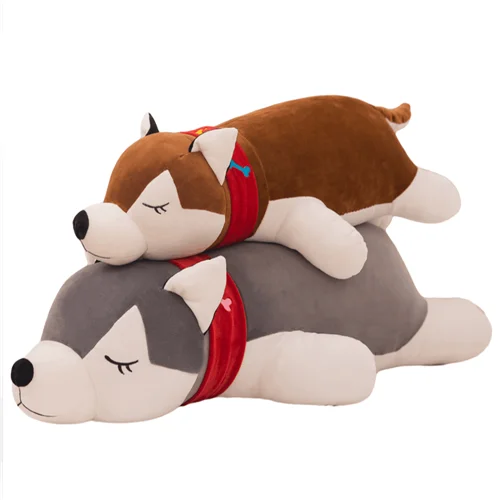 Fancytrader 51'' Giant Stuffed Husky Dog Hugging Pillow Toy Big Stuffed Animal Lying Husky Dog Toy Kids Gift 130cm 2 Colors (1)