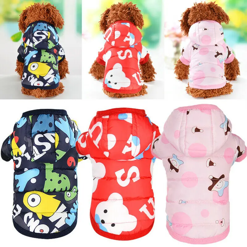 2019 Winter Pet Dog Clothes Warm Hooded Down Jacket Waterproof Coat Hoodies for Chihuahua Small Medium Dogs Puppy Size XS-XL |