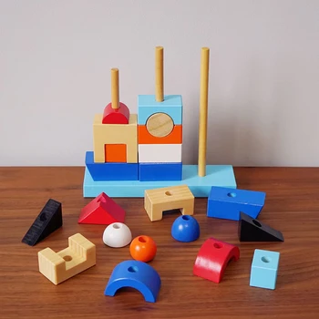 

Wooden Geometric Shapes Montessori Puzzle Sorting Math Bricks Preschool Learning Educational Game Baby Toddler Toys for Children