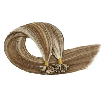 

Ugeat U Tip Hair Extensions Pre-Bonded Human Hair Extension 14-24" Non-Remy Highlight Blonde Hair Brazilian Human Hair 50S/50G