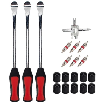 

20pcs/set Motorcycle Bicycle Tire Changing Spoons Levers 4 in 1 Removal Tool Valve Cores Caps Tyre Repair Tools Kit