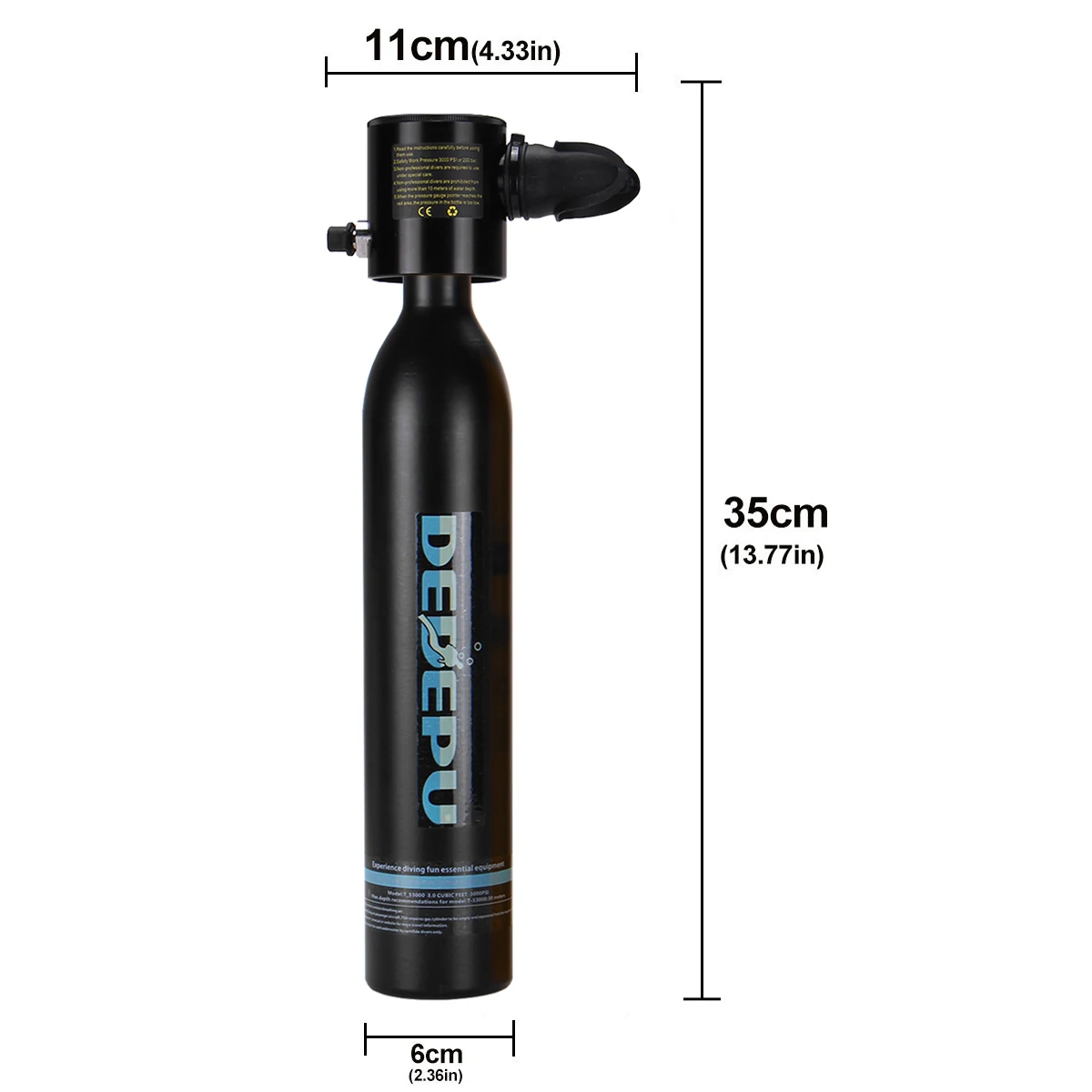 Mini Scuba Oxygen Cylinder Air Tanks Diving Equipment for Snorkeling Underwater Breathing Adapter Valve Head Mouthpiece