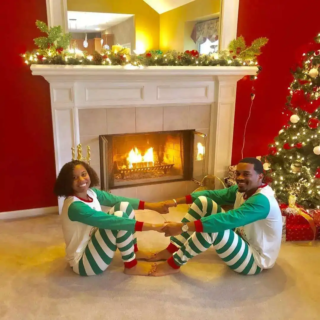 Семейный Рождественский Пижамный костюм с принтом оленя Семейные пижамы для