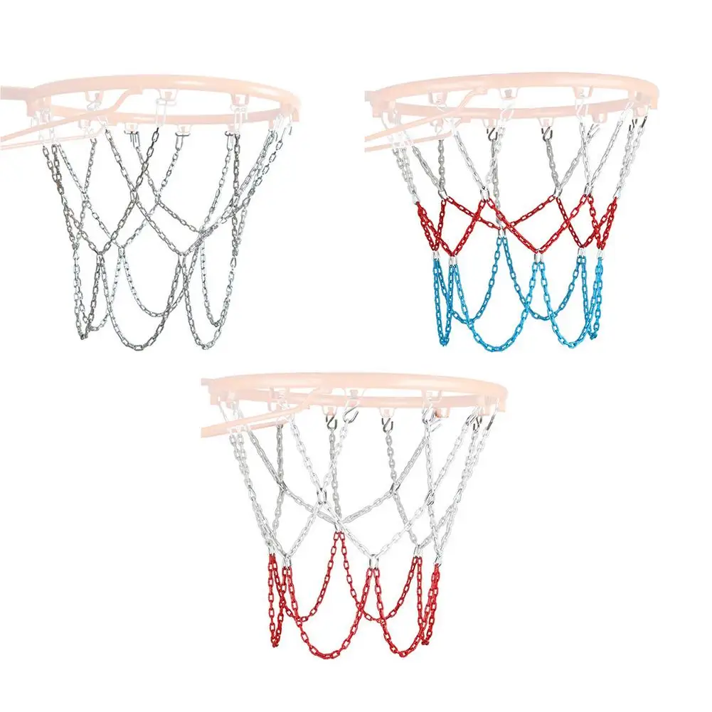 Metal Basketball Net Chain Bold Heavy Duty Basket Ball Iron Nets Exercise  Accessories Durable Basketball Hoop Goal Rim Mesh