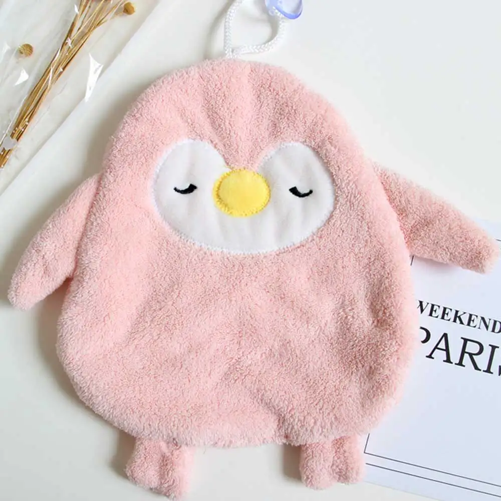 penguin-pink Детское полотенце настенный коралловый флис мочалка прекрасная форма животных Пингвин детская мочалка Дети мягкий комфорт руки полотенце - Цвет: penguin-pink