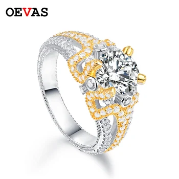 

Luxury brand Real 925 sterling silver Sparkling AAA CZ Wedding rings for women Gold color Full Zircon Engagement jewelry Gifts